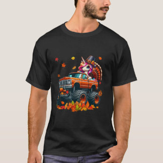 Unicorn Cosplay Türkei auf Monster Truck Thanksgiv T-Shirt