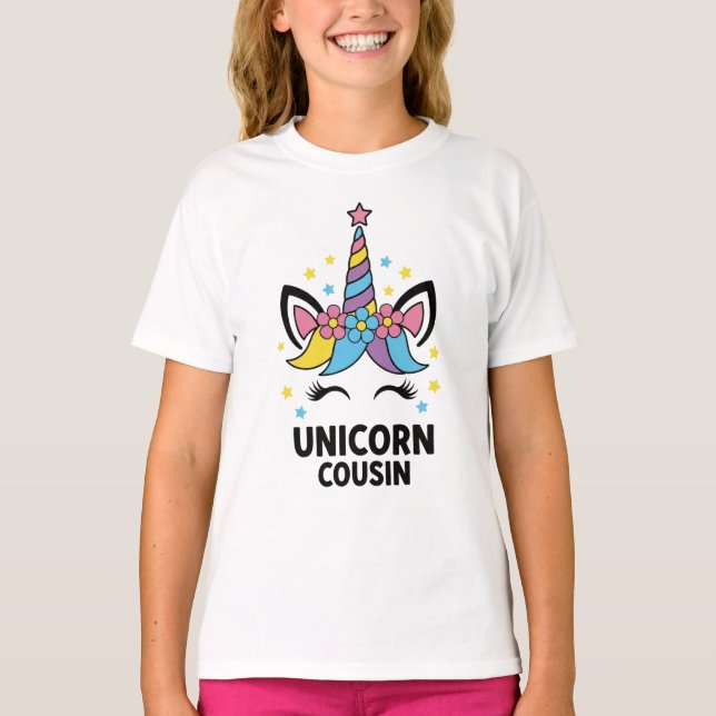 Unicorn Cousin Girl Kids Birthday T-Shirt (Vorderseite)