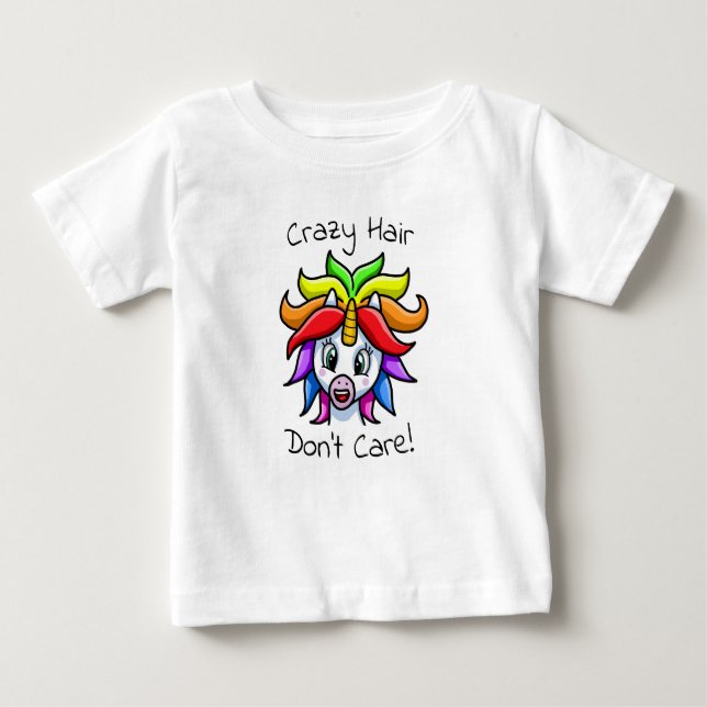 Unicorn Crazy Hair Keine Sorge Baby T-shirt (Vorderseite)
