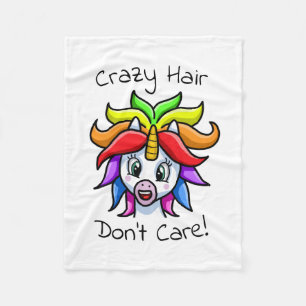 Unicorn Crazy Hair Keine Sorge Fleecedecke