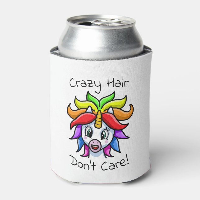 Unicorn Crazy Hair Keine Sorge Funny Dosenkühler (Kanne Vorderseite)