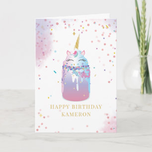 Unicorn Crazy Milkshake Girl's Birthday  Karte