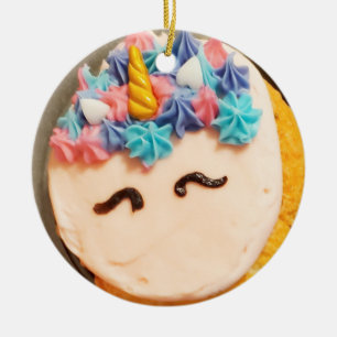 Unicorn Cupcake Christmas Keramik Ornament