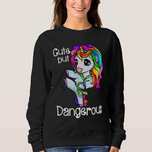 Unicorn Cute But Dangerous Funny Karate Taekwondo_ Sweatshirt (Vorderseite)