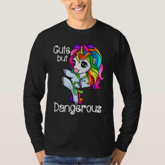Unicorn Cute But Dangerous Funny Karate Taekwondo_ T-Shirt
