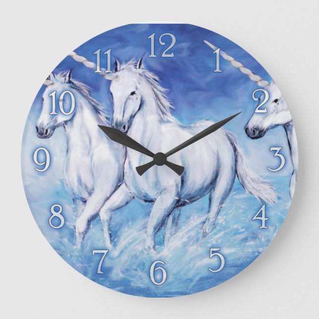 Unicorn-Cute Wall Clock Große Wanduhr (Vorderseite)