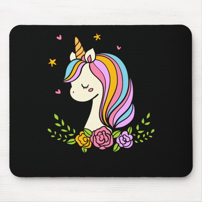 Unicorn Cute Whimsical Girly D Name  Mousepad (Vorne)