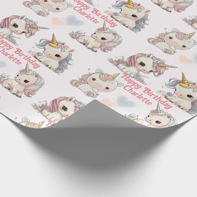 Unicorn Cuteness Overload Fügen Sie Mädchenname Ge Geschenkpapier (Ecke)