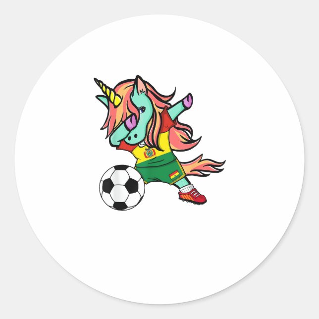 Unicorn Dab Bolivia Soccer Jersey Bolivian Footbal Runder Aufkleber (Vorderseite)