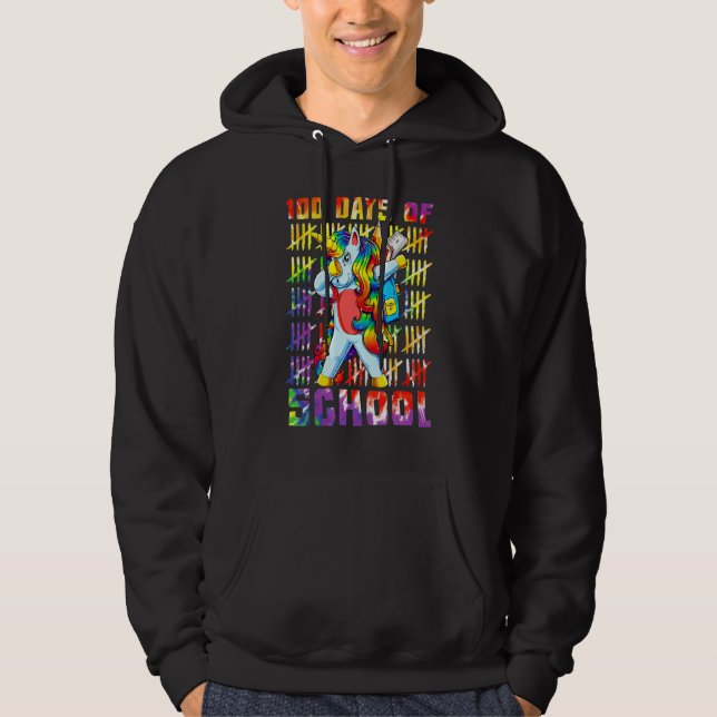 Unicorn Dab Dabbing 100th Day Of School 100 Days Hoodie (Vorderseite)