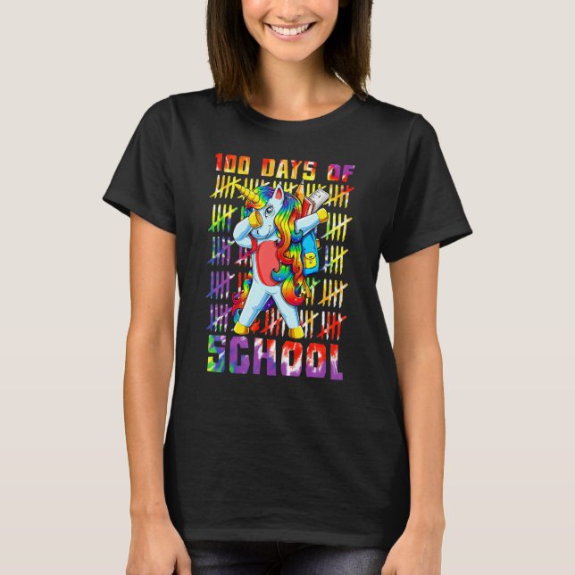 Unicorn Dab Dabbing 100th Day Of School 100 Days T-Shirt (Vorderseite)