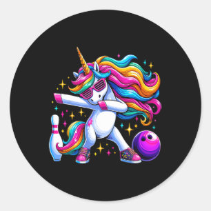 Unicorn Dabbing Bowling Squad Geburtstag Runder Aufkleber