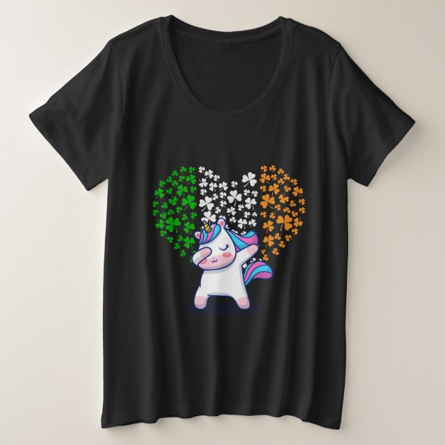 Unicorn Dabbing Liebe valentine Irish Ireland Flag Große Größe T-Shirt (Design vorne)