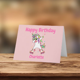 Unicorn Dabbing Roller Skaten Geburtstag Karte