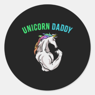 Unicorn Daddy - Funny Magical Fitness Bodybuilder Runder Aufkleber