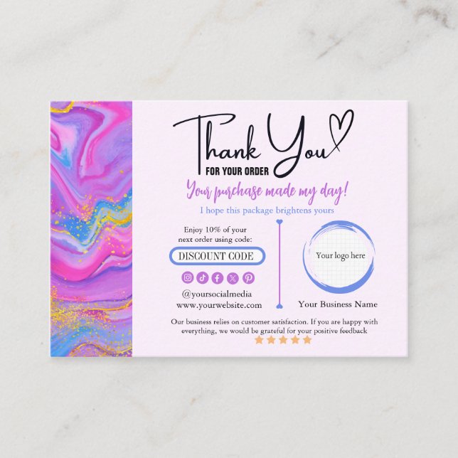 Unicorn danke Ihnen Visitenkarte für Handwerk (Vorderseite)