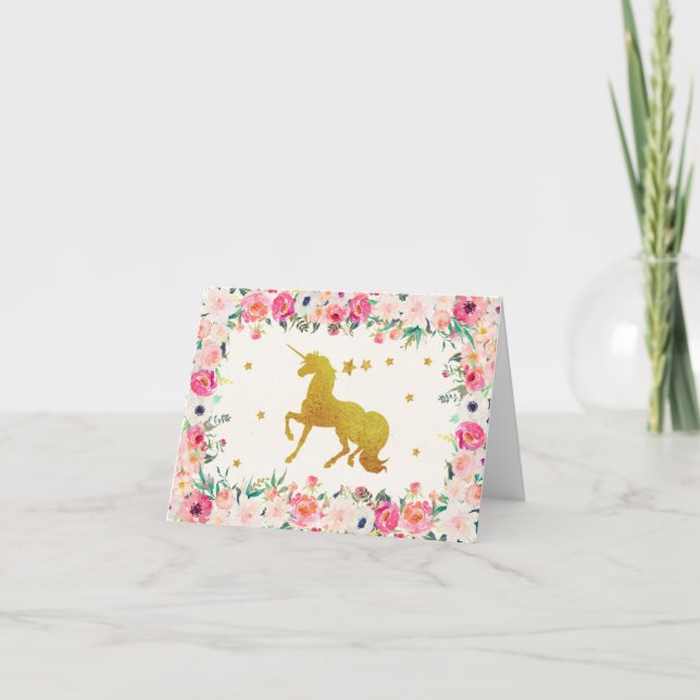 Unicorn Danke-Karte Karte (Vorderseite)