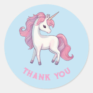 Unicorn Danke Stickers - Round Blue