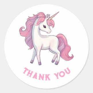 Unicorn Danke Stickers - Round White