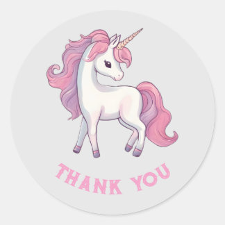 Unicorn Danke Stickers - Rundsilber