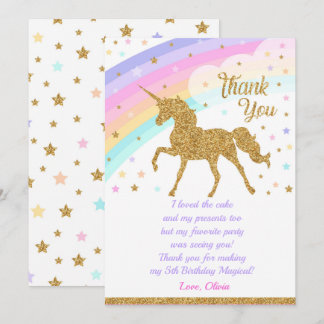 Unicorn Dankeschön-Karte, Geburtstag Dankeschön-Ka Einladung
