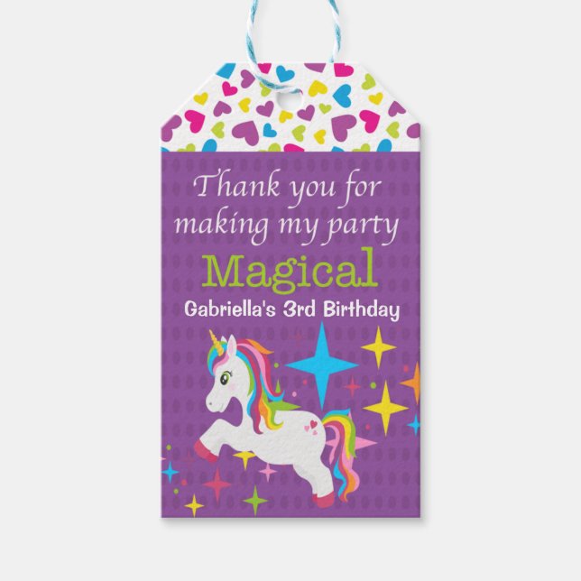 Unicorn dankt dafür, dass mein Party magische Mark Geschenkanhänger (Vorderseite)