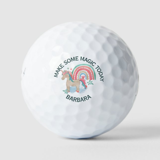Unicorn den Namen Zauber personalisieren Golfball (Vorderseite)