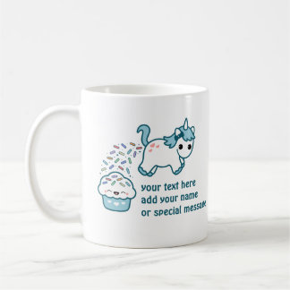 Unicorn, der auf kleinem Kuchen kackt Kaffeetasse