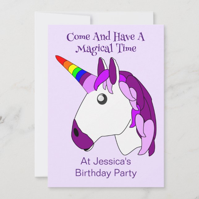 Unicorn Design Children's Birthday Party Einladung (Vorderseite)
