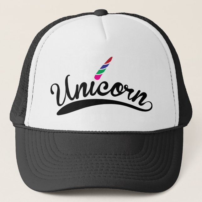 Unicorn Design Regenbogen Word Buchstaben Truckerkappe (Vorderseite)