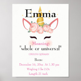 Unicorn-Designname bedeutet Keepake-Kinderzimmer Poster