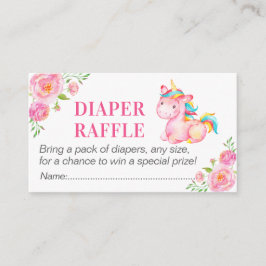 Unicorn Diaper Raffle Ticket Baby Girl Dusche Rosa Begleitkarte