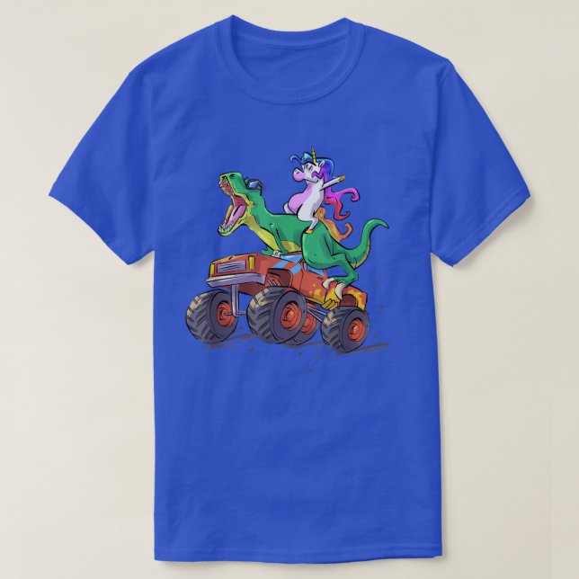 Unicorn Dinosaur Truck Funny Hand Drawn Phantastis T-Shirt (Design vorne)