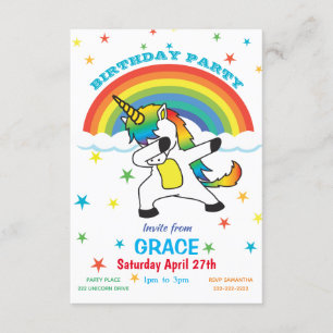 Unicorn Dog the Dab Rainbow & Stars laden ein Einladung