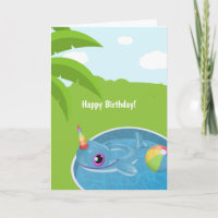 Unicorn Dolphin Floatie Pool Geburtstagsgruß