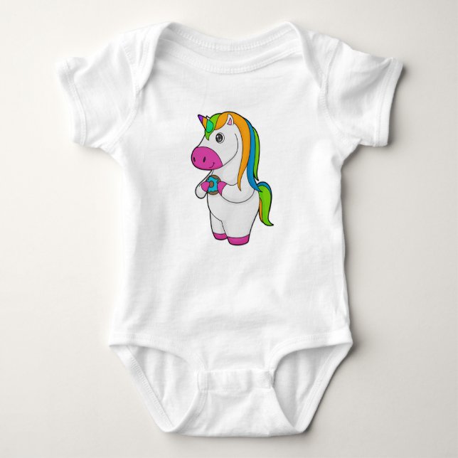 Unicorn Donut Baby Strampler (Vorderseite)