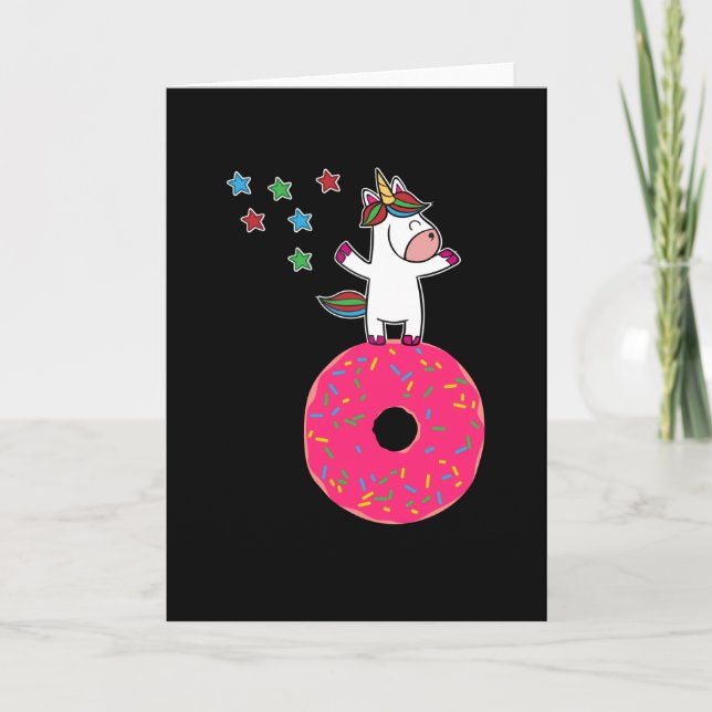 Unicorn Donut Dancing Star Dust Karte (Vorderseite)