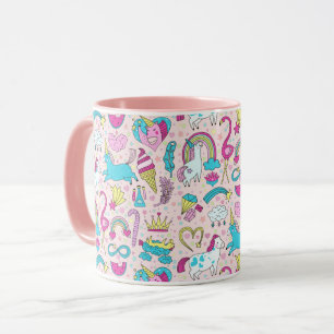 Unicorn Doodle Muster Tasse