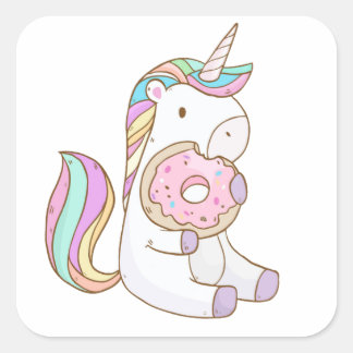 Unicorn-Doughnut Quadratischer Aufkleber