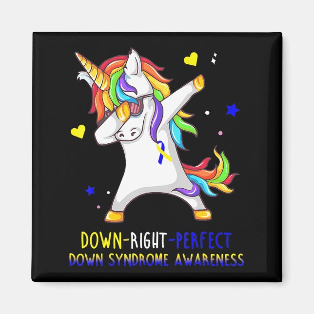 Unicorn Down Right Perfect Down Syndrome Awarenes Magnet (Vorne)