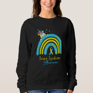 Unicorn Down Syndrome Awareness Ribbon Rainbow Yel Sweatshirt