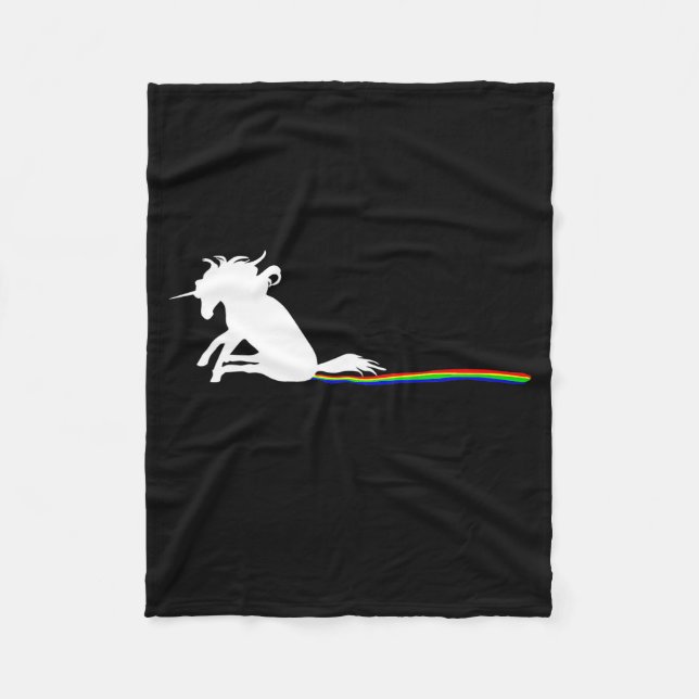 Unicorn Dragging Rainbows Funny Adult S  Fleecedecke (Vorderseite)