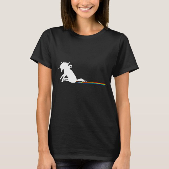 Unicorn Dragging Rainbows Funny Adult S  T-Shirt (Vorderseite)