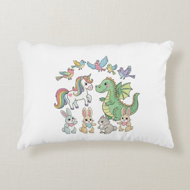 Unicorn Dragon Animal Kids' Throw Kissen (Vorderseite)