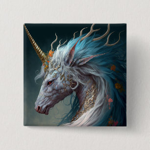 Unicorn Dragon Fantasy Art Button