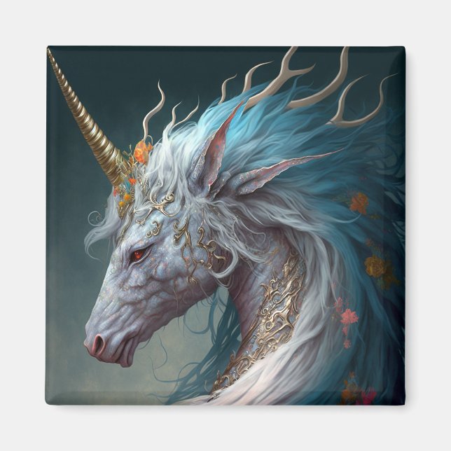 Unicorn Dragon Fantasy Art Magnet (Vorne)
