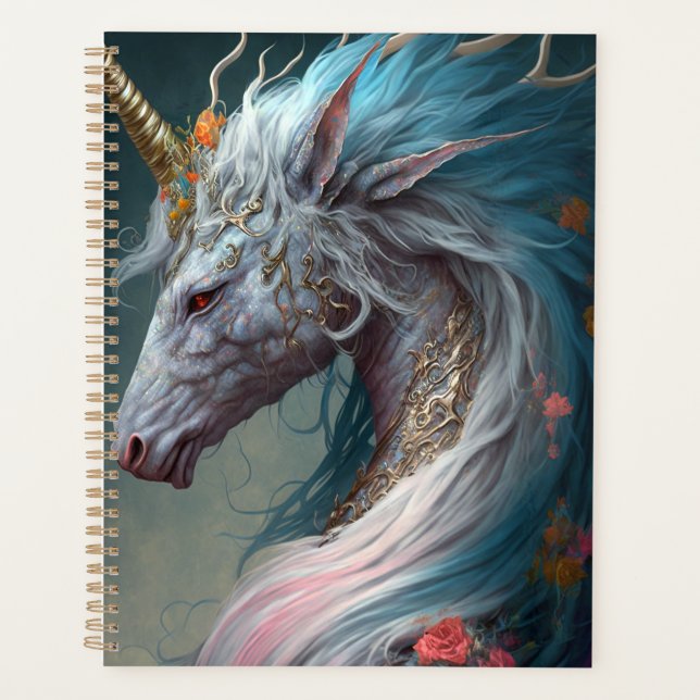 Unicorn Dragon Fantasy Art Planer (Vorderseite)