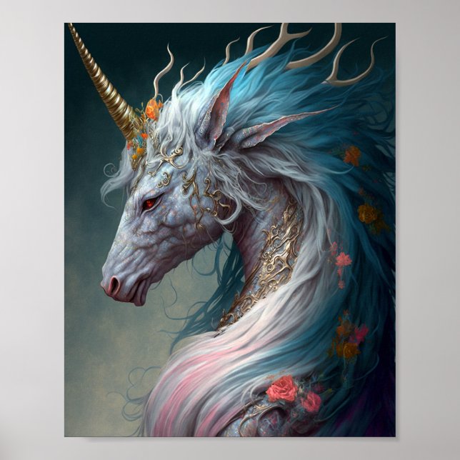 Unicorn Dragon Fantasy Art Poster (Vorne)