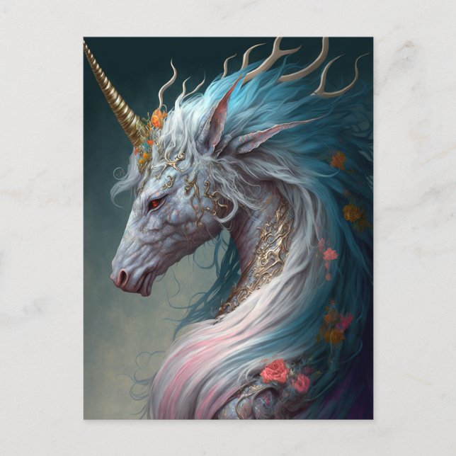 Unicorn Dragon Fantasy Art Postkarte (Vorderseite)