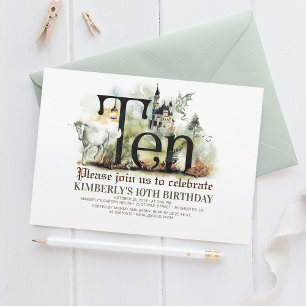 Unicorn Dragon Magic Castle 10 Geburtstag Einladung